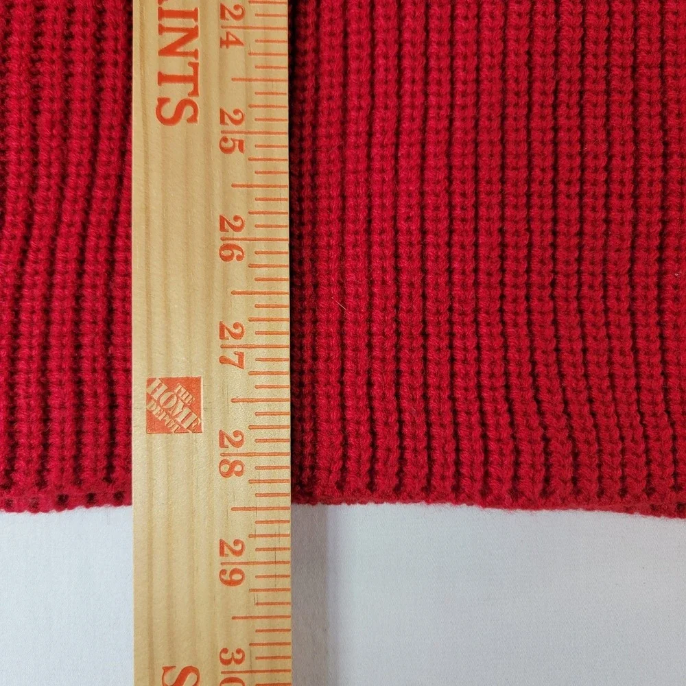 Aeropostale Mens Large Red Ribbed Crewneck Sweater Gray Chest Stripe Pullover